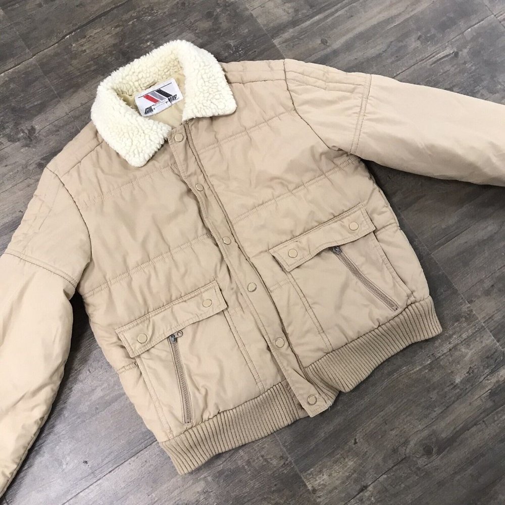 Vintage Chess King Jacket Men NO SIZE TAG (Medium) Sherpa‎ Collar Full Zip